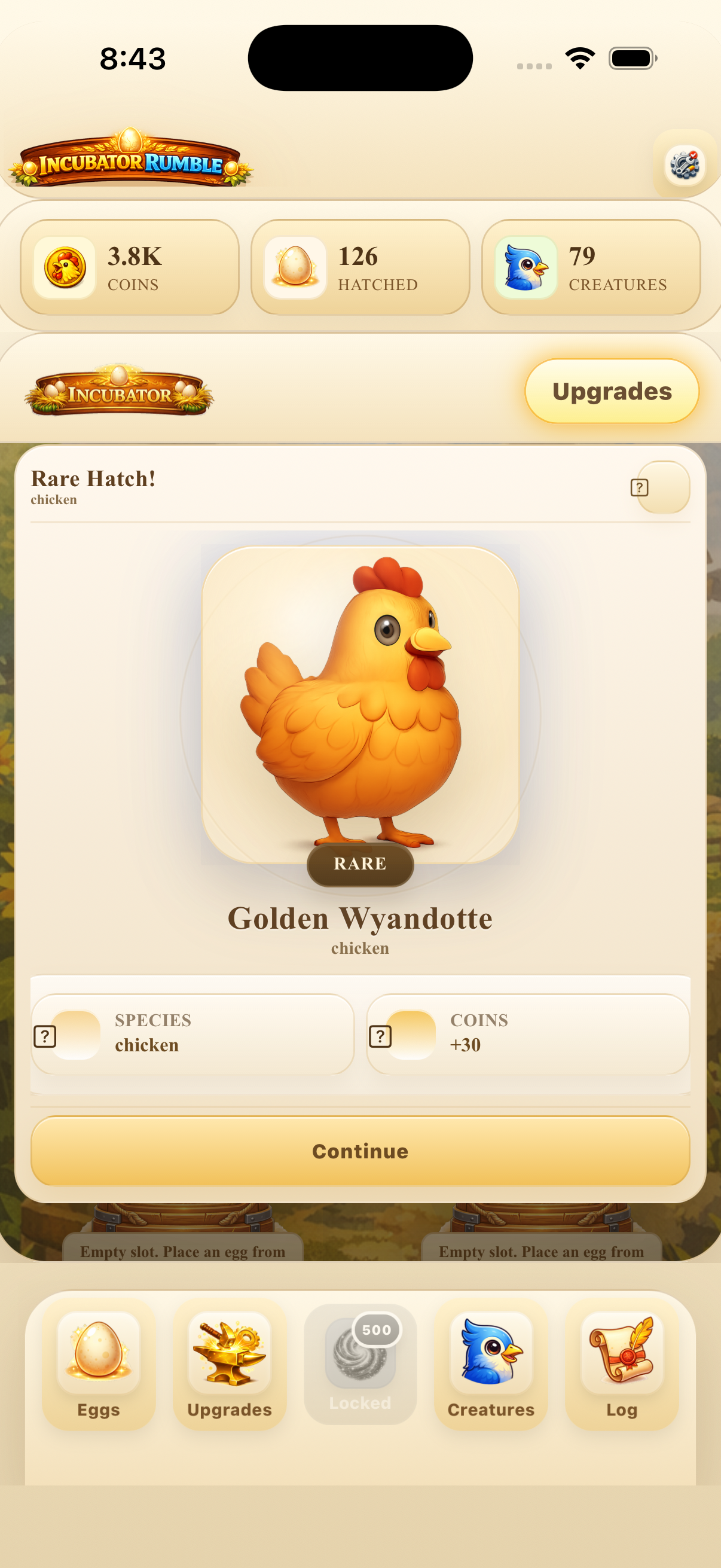 Mystic Nest gameplay screen in Incubator Rumble